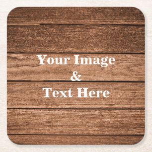 Personalized Custom Your Own Photo Wooden Square Paper Coaster