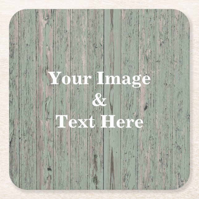Personalized Custom Your Own Photo Wooden Square Paper Coaster (Front)