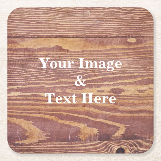Personalized Custom Your Own Photo Wooden Square Paper Coaster (Front)