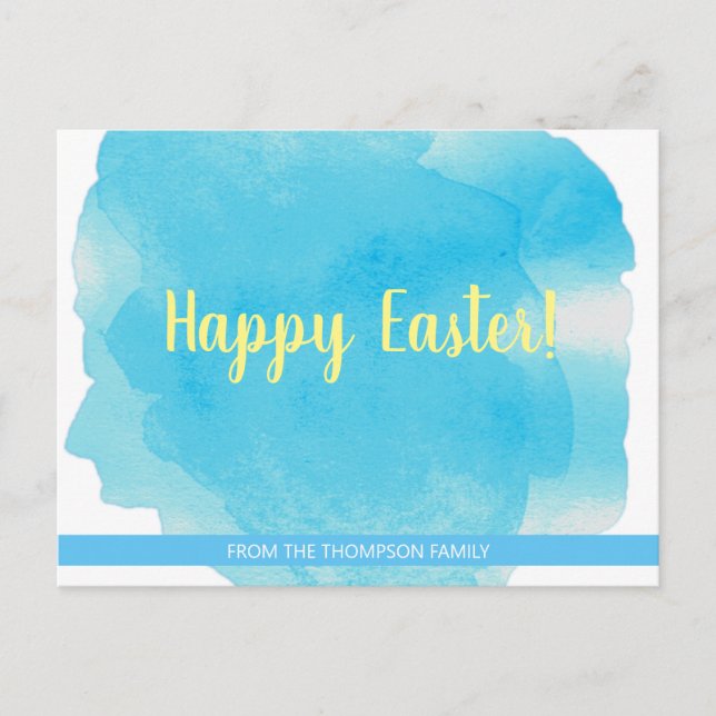 Personalized Customizable Easter watercolor splash Holiday Postcard (Front)