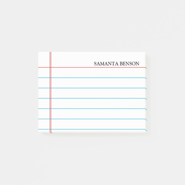 Personalized Customizable Lined Notebook Paper Post-it Notes (Front)