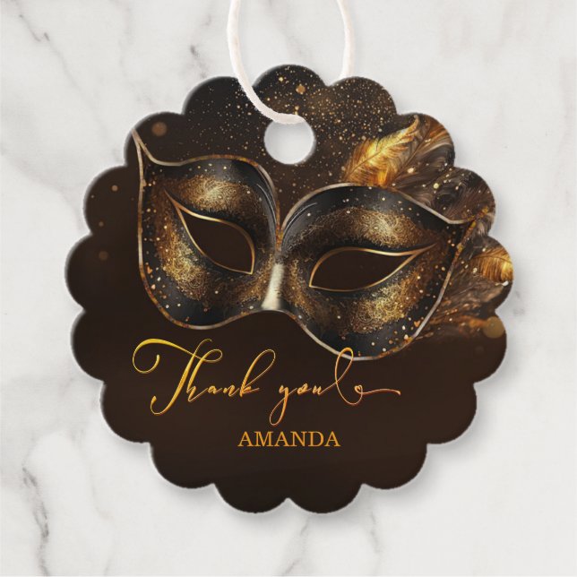 Personalized Customizable Masquerade Favor Tag (Front)