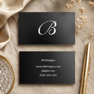 Personalized Customizable Silver Monogram Foil Business Cards