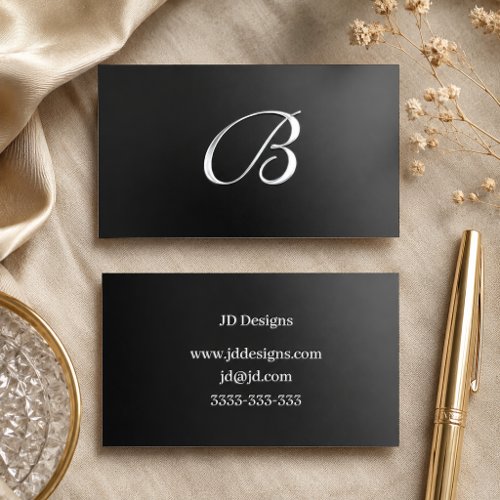 Personalized Customizable Silver Monogram  Foil Business Cards