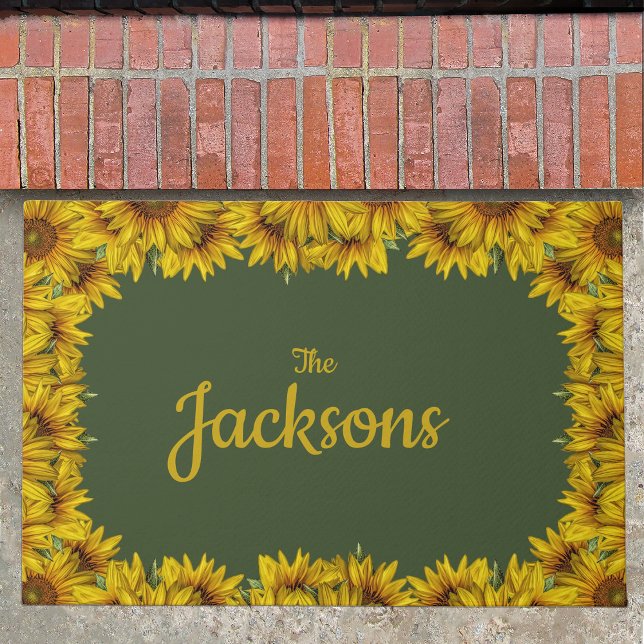 Personalized Customizable Sunflower Bordered Doormat (Creator Uploaded)