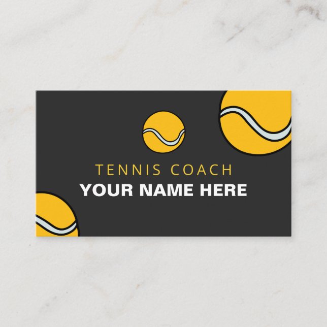 Personalized Customizable Tennis Coach Balls Sport Business Card (Front)