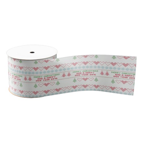 Personalized Customized Merry Christmas Grosgrain Ribbon