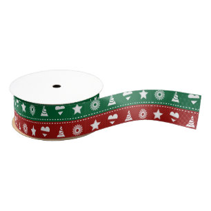 Personalized Customized Merry Christmas Grosgrain Ribbon