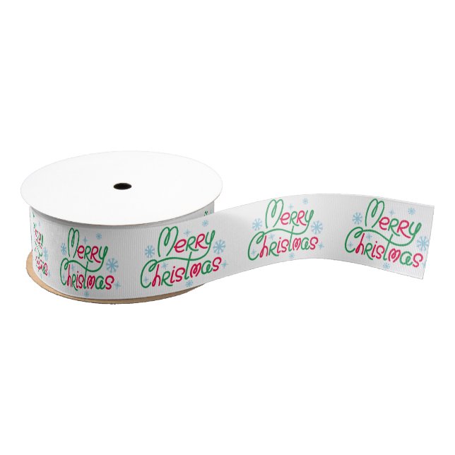 Personalized Customized Merry Christmas Grosgrain  Ribbon (Spool)