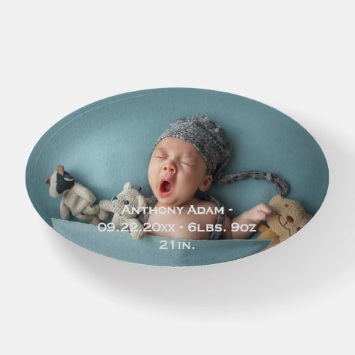 Personalized Customized Photo Oval Shaped Birth Pa Paperweight