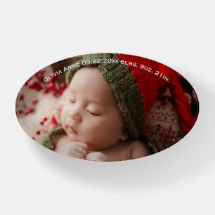 Personalized Customized Photo Oval Shaped Birth Paperweight