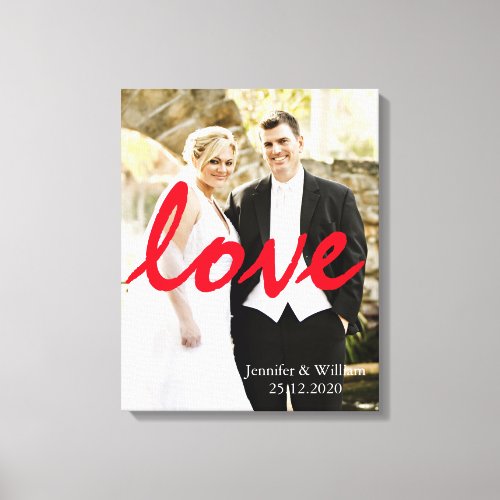 Personalized Customized Wedding Photo LOVE Writing Canvas Print
