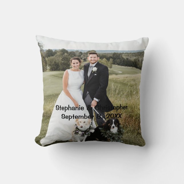 Personalized Customized Wedding Photo Throw Pillow (Front)