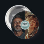 Personalized Cute 2 Photo Birthday Any Age Button<br><div class="desc">Custom Birthday Photo Party Supplies.</div>