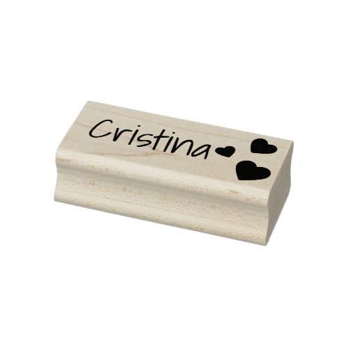 Personalized Cute 3 Hearts Symbol Custom Name Text Rubber Stamp