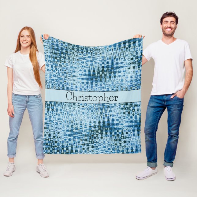 Personalized Cute Abstract Blues Fleece Blanket (In Situ)