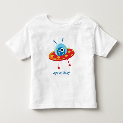 Personalized Cute Alien Spaceship Toddler T_shirt