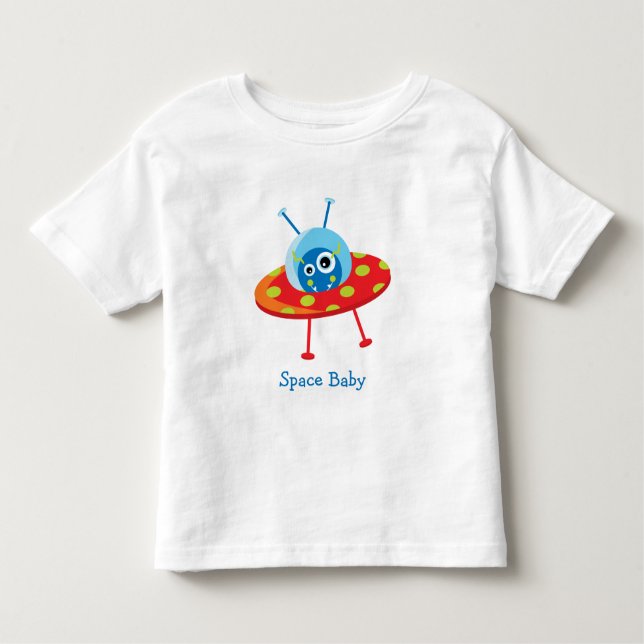 Personalized Cute Alien Spaceship Toddler T-shirt (Front)