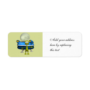 Personalized Cute Alien UFO Space Cartoon Label