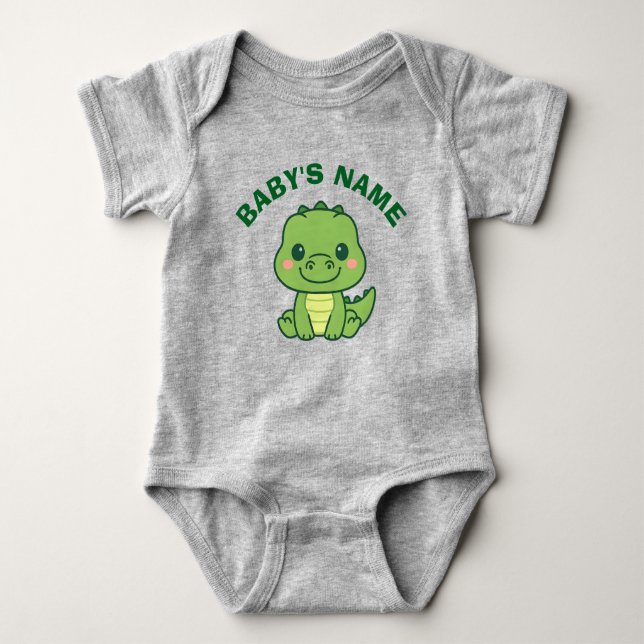 Personalized Cute Alligator Baby Bodysuit (Front)