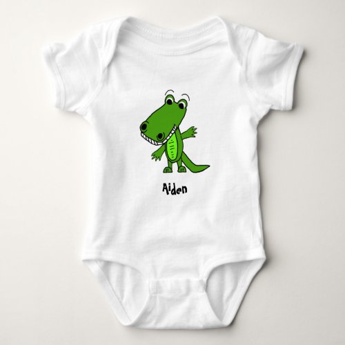 Personalized Cute Alligator Cartoon Baby Bodysuit