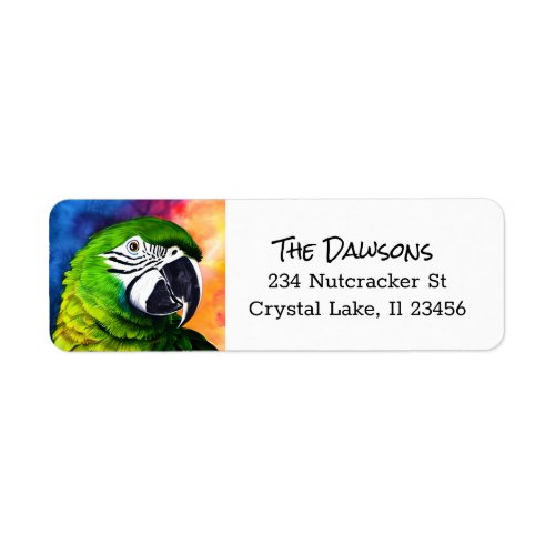 Personalized Cute Amazon Parrot Artwork Label