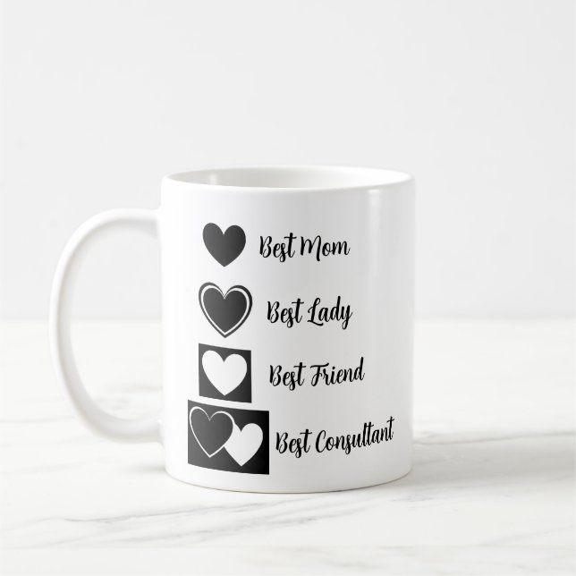 Personalized Cute and Elegant Heart Artworks Coffee Mug (Left)