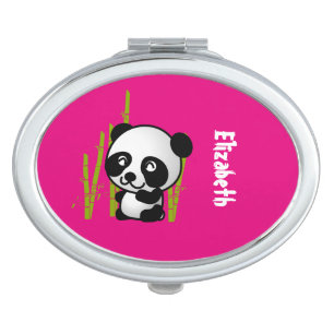 Personalized cute and happy panda bear vanity mirror