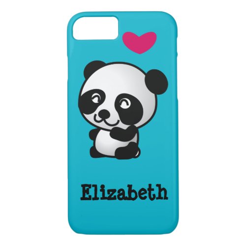 Personalized cute and happy panda bear with heart iPhone 87 case