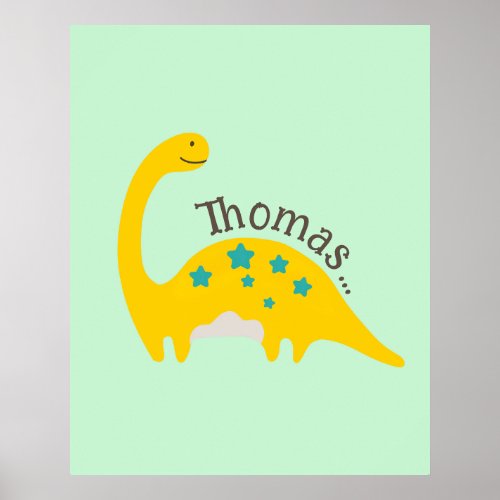 Personalized Cute and long neck Dino lover  Poster