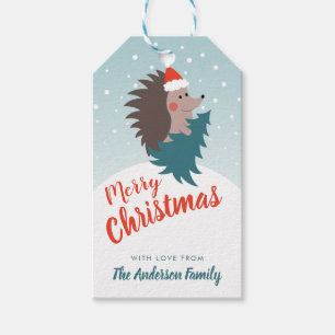 Personalized Cute and Modern Hedgehog Christmas Gift Tags