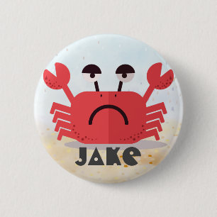 Personalized Cute and Simple Crabby Crab Button