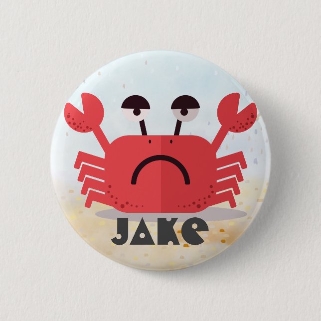 Personalized Cute and Simple Crabby Crab Button (Front)