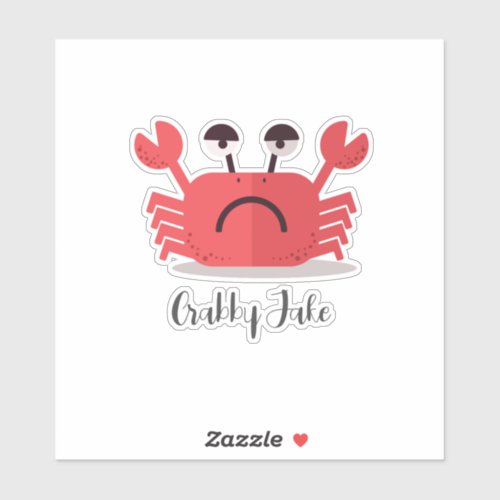 Personalized Cute and Simple Crabby Crab Sticker