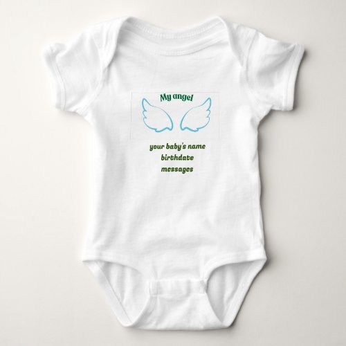 personalized cute angel wings and ring baby bodysuit