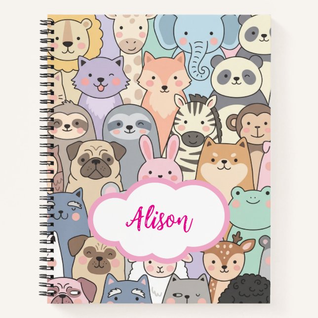 Personalized Cute Animal Cartoon Pattern Notebook (Front)