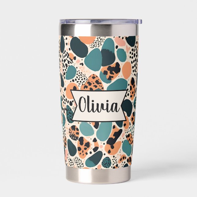 Personalized Cute Animal Print Insulated Tumbler (Left)