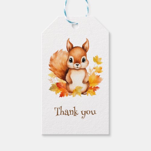 Personalized Cute Animal Squirrel Autumn Leaves  Gift Tags