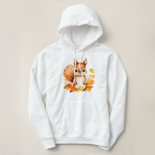 Personalized Cute Animal Squirrel Autumn Leaves  Hoodie
