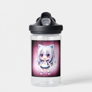 Personalized Cute Anime Girl Cat Ears Headband Water Bottle
