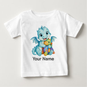 Personalized Cute Aqua Baby Dragon Dinosaur Toy T-Shirt