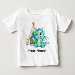 Personalized Cute Aqua Baby Dragon Play Tent T-Shirt