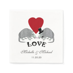 Personalized Cute Armadillos in Love Napkins