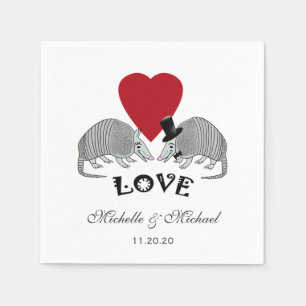 Personalized Cute Armadillos in Love Napkins