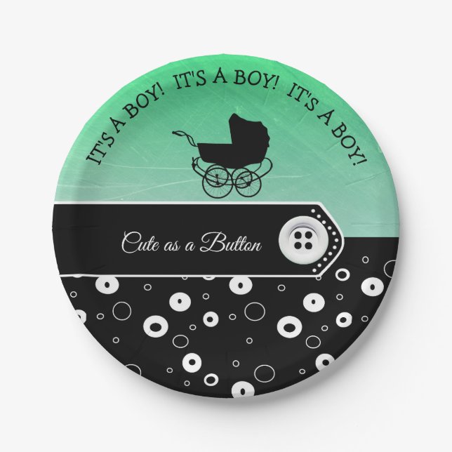 Personalized Cute as a Button Baby Shower Paper Plates (Front)