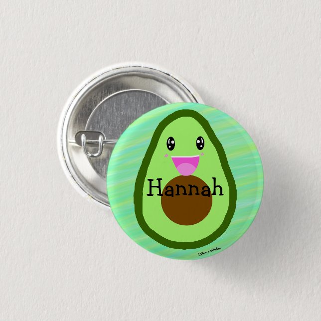 Personalized Cute Avocado Guacamole Lover Button (Front & Back)