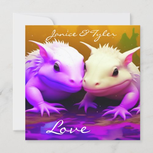 Personalized Cute Axolotl Couple Love AI art