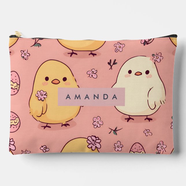 Personalized Cute Baby Chicks Pattern Accessory Pouch (Front)