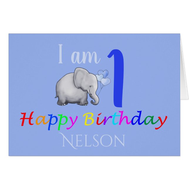 Personalized Cute Baby Elephant 1st Birthday Poem (Front Horizontal)