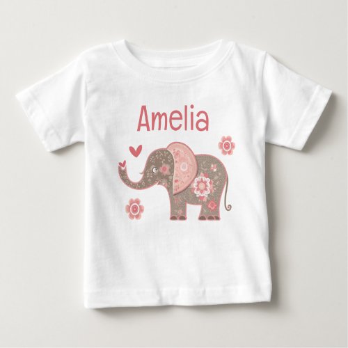 Personalized Cute Baby Elephant Baby T_Shirt